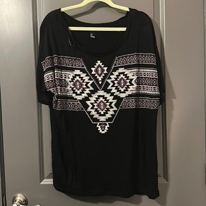 Black Shirt with Red & White Design